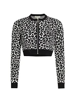 Leopard Jacquard Cropped Jacket