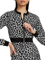 Leopard Jacquard Cropped Jacket