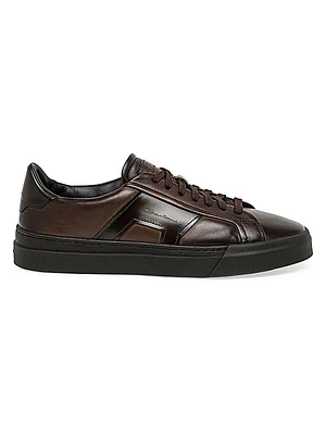 Double Buckle Leather Sneakers