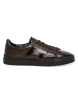 Double Buckle Leather Sneakers