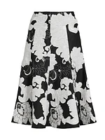 Cressida Floral-Applique Cotton Midi-Skirt