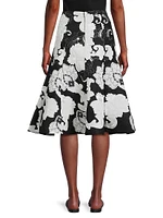 Cressida Floral-Applique Cotton Midi-Skirt