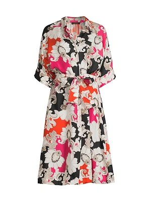 Cressida Belted Printed Silk Twill Shirtdress