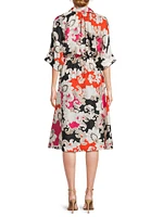 Cressida Belted Printed Silk Twill Shirtdress