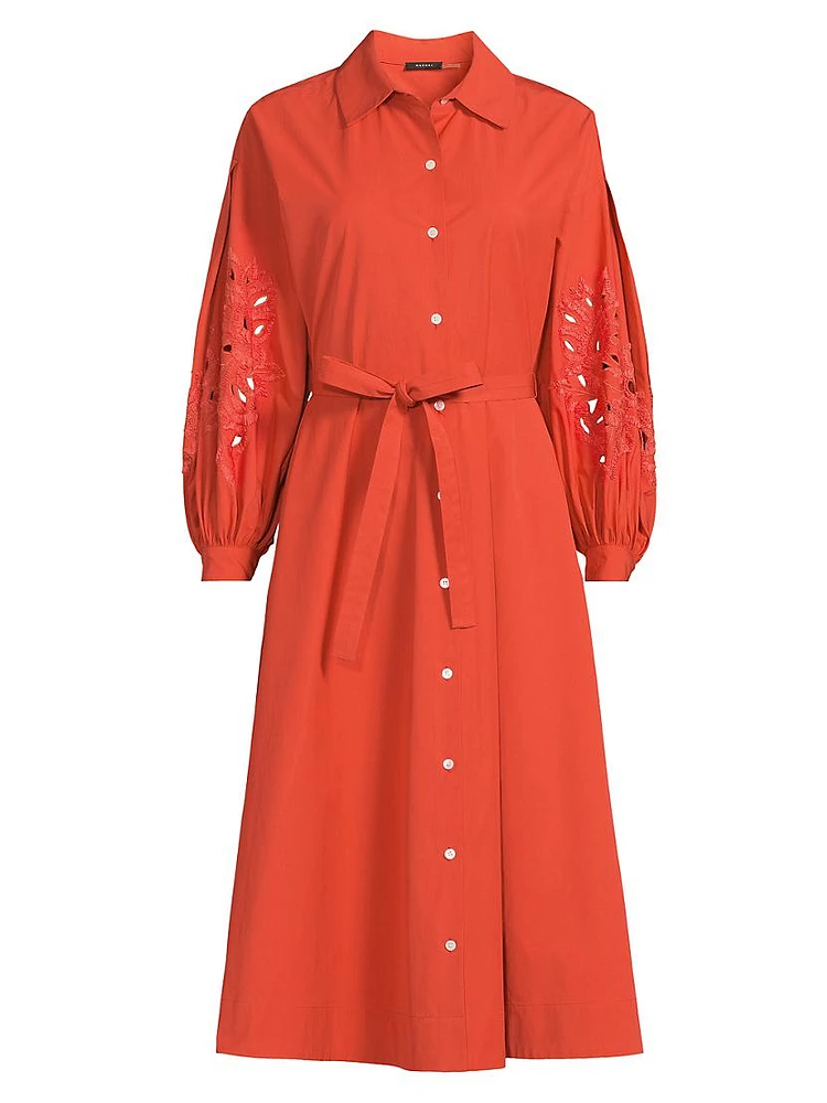 Belted Tech Cotton Taffeta Shirtdress