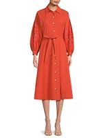 Belted Tech Cotton Taffeta Shirtdress