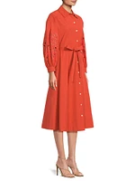 Belted Tech Cotton Taffeta Shirtdress