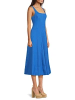 Calina Linen Paneled Midi-Dress