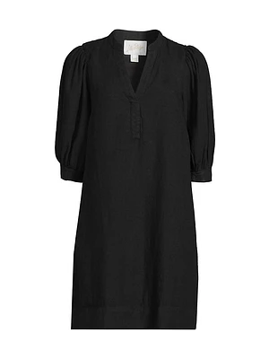 Mialeigh Linen Elbow-Sleeve Dress