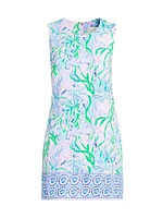 Edita Floral Satin-Back Crepe Mini Shift Dress