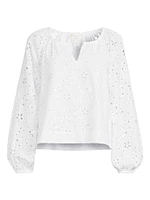 Maisha Seashell Eyelet Notch Blouse