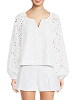 Maisha Seashell Eyelet Notch Blouse