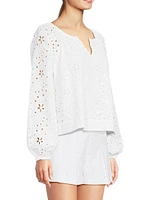 Maisha Seashell Eyelet Notch Blouse