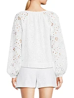 Maisha Seashell Eyelet Notch Blouse