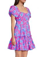 Nastia Floral Cotton Puff-Sleeve Minidress