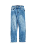 Girl's Frayed High-Rise Straight-Fit Jeans