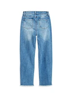 Girl's Frayed High-Rise Straight-Fit Jeans