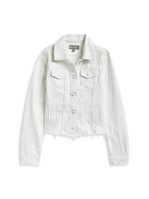 Girl's Raw Edge Hem Denim Jacket