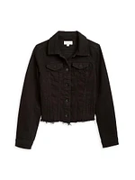 Girl's Raw Edge Hem Denim Jacket