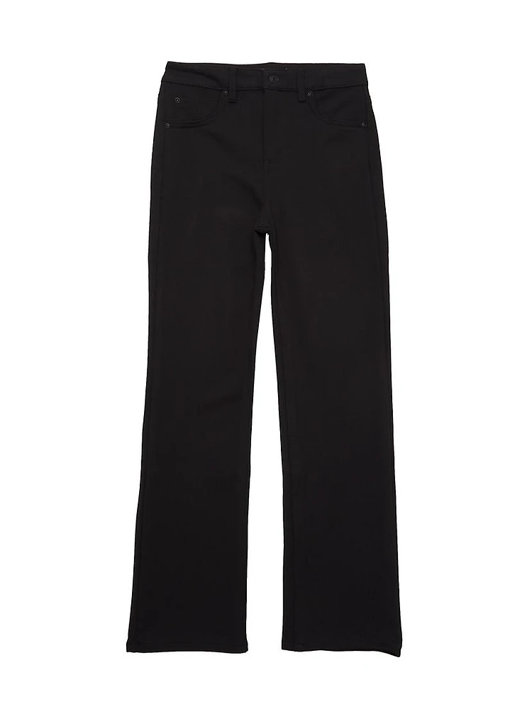 Girl's Ponte Stretch-Cotton Staight Pants