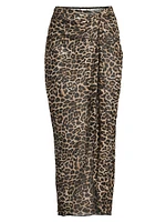 Lori Leopard Print Maxi Sarong Skirt