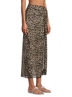 Lori Leopard Print Maxi Sarong Skirt