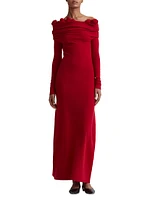 Lunaire Cashmere Rose Off-the-Shoulder Gown