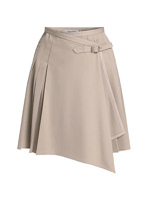 Vittoria Wool-Blend Pleated Wrap Miniskirt