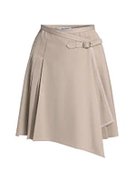 Vittoria Wool-Blend Pleated Wrap Miniskirt