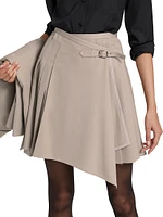 Vittoria Wool-Blend Pleated Wrap Miniskirt