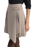 Vittoria Wool-Blend Pleated Wrap Miniskirt