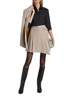 Vittoria Wool-Blend Pleated Wrap Miniskirt