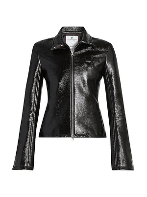 Iconic Zipped Vinyl Biker Jacket