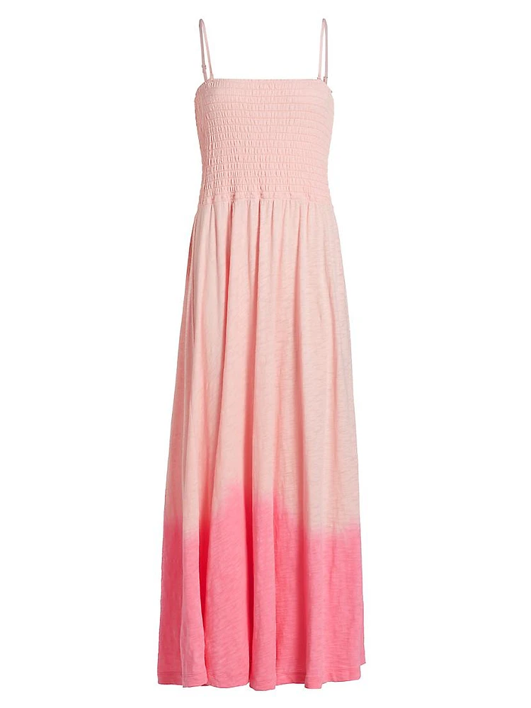 Ombré Slub Jersey Smocked Maxi Dress