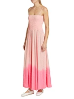 Ombré Slub Jersey Smocked Maxi Dress