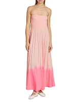 Ombré Slub Jersey Smocked Maxi Dress