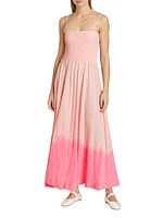 Ombré Slub Jersey Smocked Maxi Dress