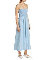 Twill Pinstripe Smocked Maxi Dress