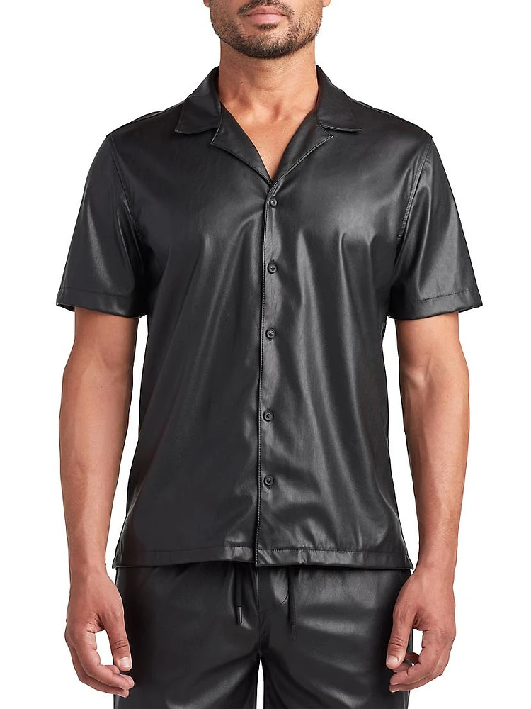 Bond Faux Leather Short-Sleeve Shirt