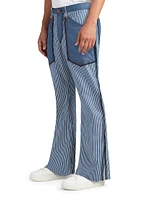 Striped Stretch Flared Jeans