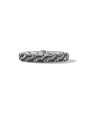 Forged Carbon Link Bracelet in Sterling Silver, 11.5MM