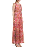 Logan Tiered Floral Silk Maxi Dress