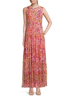 Logan Tiered Floral Silk Maxi Dress