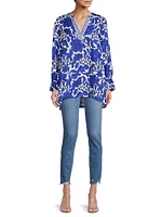 Henley Floral V-Neck Blouse