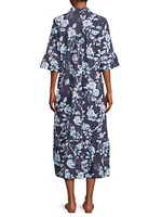 Magnolia Floral Cotton-Blend Midi-Dress