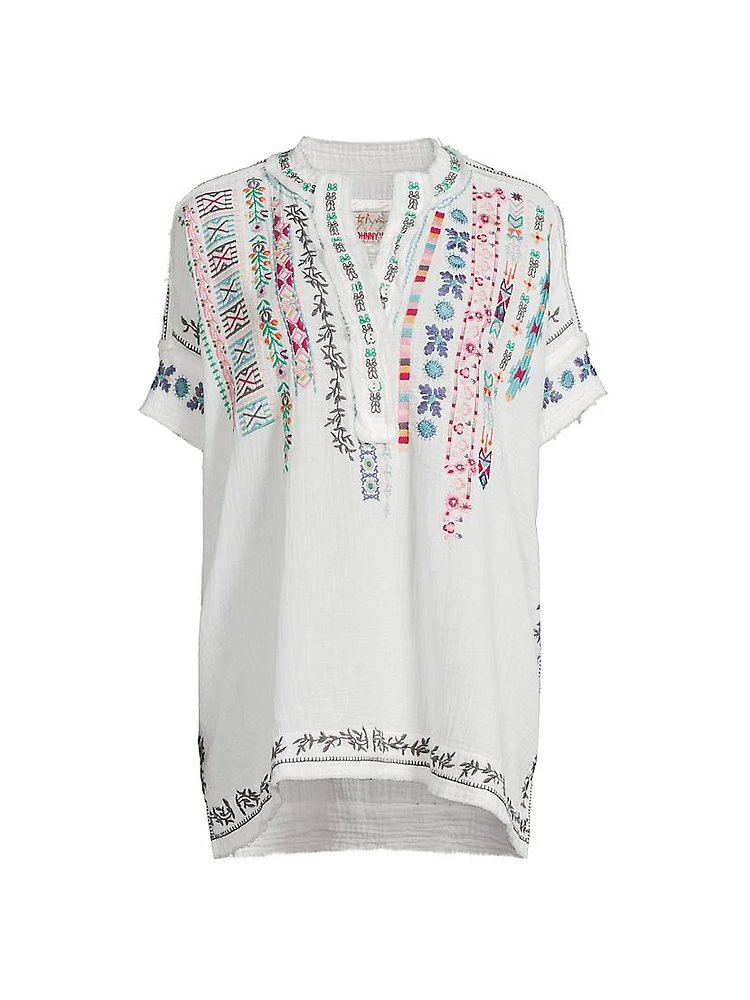 Radlie Embroidered Cotton Blouse