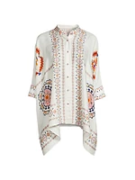 Katia Embroidered Silk-Blend Oversized Blouse