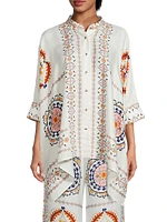 Katia Embroidered Silk-Blend Oversized Blouse