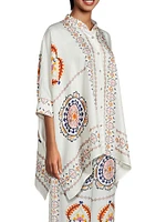 Katia Embroidered Silk-Blend Oversized Blouse