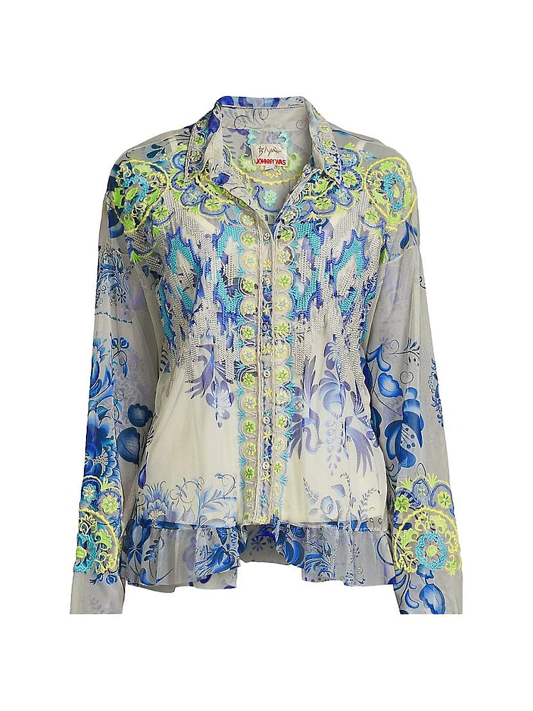 Mazzy Embroidered Lace Blouse